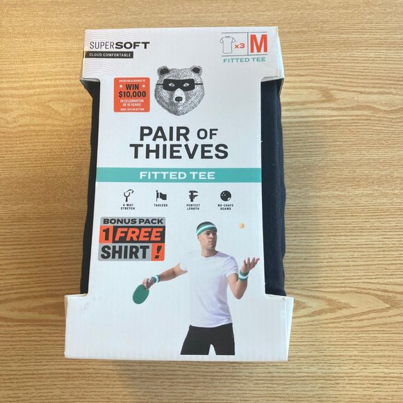 Pair Of Thieves Super Soft Stretch Fitted Tee 3-Pack Men's Medium M Black NWT - Picture 1 of 8